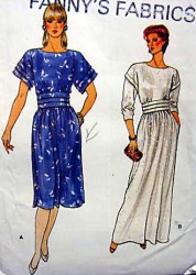 8737 EZ VOGUE TUCK MIDRIFF SHORT - LONG SLEEVES A-DRESS LENGTHS PATTERN 8