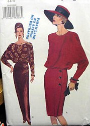8848 VOGUE BLOUSON TAPER MOCK WRAP LS DRESS LENGTHS PATTERN 6-16 2 SIZES UNCUT
