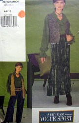 8827 EZ VOGUE VEST,  COLLAR BLOUSE, FLARE LONG SKIRT, WIDE LEG PANTS PATTERN 6-10 UNCUT