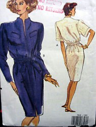 7828 EZ VOGUE FRONT ZIP TIED SHORT - LONG SLEEVE DRESS PATTERN 8-12