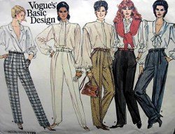 1199  VOGUE 1987 STRAIGHT PANTS CUFFS OR NOT PATTERN 8,10, 12,14 choice