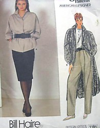 1191 VOGUE BILL HAIRE LOOSE JACKET LENGTHS, PANTS, SKIRT PATTERN 8 or 12 UNCUT