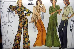 8776 VOGUE PULLOVER TOP,  BELT,  LONG A-SKIRT, FLARE PANTS 1970S PATTERN 14