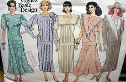 1846 VOGUE LONG DROP WAIST INSET STRAIGHT -FLARE DRESS LENGTHS PATTERN 8-18 2 SIZES choice