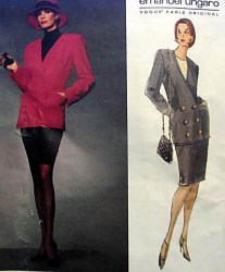 1223 VOGUE E UNGARO 1993 2 BREASTED JACKET, TAPER SKIRT PATTERN 12 UNCUT