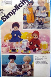 6481 1984 SIMPLICITY SMALL, MEDIUM, LARGE BABY DOLL CLOTHES, COAT, HAT PATTERN choice