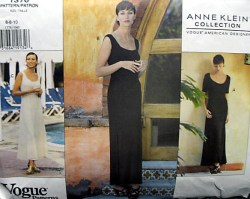 1376 VOGUE ANNE KLEIN EZ LONG FLARE DRESS SLEEVES OR NOT PATTERN 12
