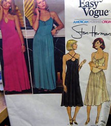 1530 VOGUE 1976 STAN HERMAN EZ LONG DRAWSTRING DRESS PATTERN 10 or 12 UNCUT