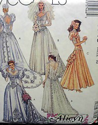 5746 MCCALLS BRIDES/ MAIDS DROP WAIST DRESS, TRAIN PATTERN 8,10,12,14