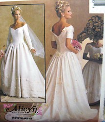 8563 MCCALLS OFF-SHOULDER DROP WAIST PLEAT BRIDE DRESS PATTERN 10-14, 14-18