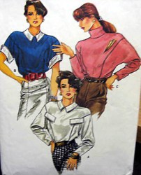 9685 VOGUE LOOSE UNIQUE SHORT - LONG SLEEVE COLLAR BLOUSE 1986 PATTERN 8-12