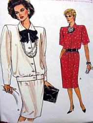 9485 VOGUE BANDED SS-LS TOP,  STRAIGHT SKIRT '86 PATTERN 8-12,14-18