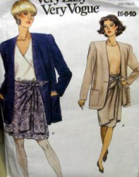 7819 EZ VOGUE UNLINED JACKET, TIED OVERLAY SKIRT, WIDE SHORTS 1990 PATTERN 6-10,12-16