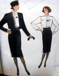 9477 EZ VOGUE SHORT JACKET, STRAIGHT SKIRT, BLOUSE 1985 PATTERN 6-10 UNCUT