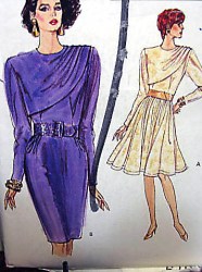 7355 EZ VOGUE PLEATED FLARE- TAPER DRESS 1988 PATTERN 16, 12