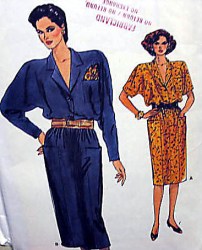 9368 EZ VOGUE SHORT - LONG SLEEVE BLOUSON POCKET DRESS LENGTHS PATTERN 8-12, 14-18 uncut choice