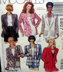 5807 MCCALLS INTERESTING BUTTON COLLAR JACKET PATTERN 8-12,12-16 or 10-16 choice uncut