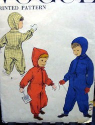 2807 VOGUE1957 s KIDS TODDLER SIZE 2 ZIPPER SNOWSUIT, HOOD PATTERN  uncut