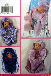 5091 BUTTERICK SO EZ INFANT BUNTING ZIP BAGS, HAT PATTERN LG-XL