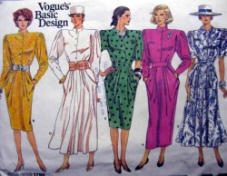 1796  VOGUE 1986 STRAIGHT- FLARE COLLAR DRESS LENGTHS PATTERN 8,10, 12,14