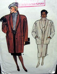 9086 VOGUE EZ UNLINED LONGER SHAWL COLLAR POCKET JACKET LENGTHS PATTERN 8-12,14-16