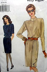 9060 EZ VOGUE ELASTIC WAIST SHORT - LONG SLEEVE BLOUSON DRESS PATTERN 12-16,18-22