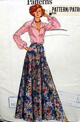9046 VOGUE 70s YOKE BLOUSE, LONG FLARE SKIRT PATTERN 12, 8 UNCUT