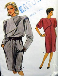 9038 VOGUE 70S ZIPPERED SHORT - LONG SLEEVE OVERLAY CHEMISE DRESS PATTERN 10