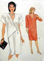 8972 EZ VOGUE CONTRAST  ASYMMETRIC DRESS 70S VOGUE PATTERN 8,10, 16