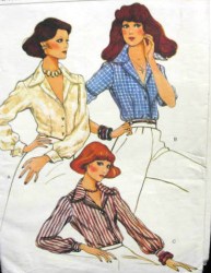 8967 1970s VOGUE SEMI FIT COLLAR BUTTON BLOUSE PATTERN 10, 12