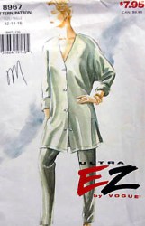 8967 EZ VOGUE OVERSIZED BUTTON SHIRT, TAPER PANTS PATTERN 12-16 or 18-22 choice uncut