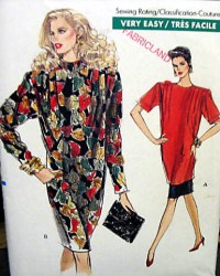 7293 VERY EZ VOGUE SHORT - LONG SLEEVE TAPER DRESS, TUNIC, SKIRT PATTERN 8-18 2 SZS