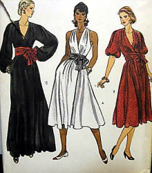 8323 VOGUE DEEP V WRAP DRESS LENGTHS, SLEEVES OR NOT, BELT PATTERN 18