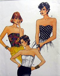 9588 VOGUE STRAPLESS BONED WOW SHAPED TOPS PATTERN 6-10 UNCUT