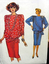 9314 EZ VOGUE BLOUSON TIED TOP,  SKIRT PATTERN 8-12, 14-18 UNCUT