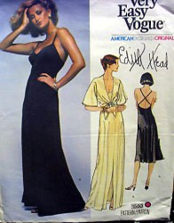 1560 VOGUE EDITH HEAD SULTRY SLIP DRESS LENGTHS, TIED JACKET PATTERN 10,12