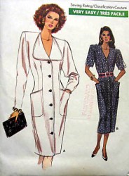 7116 VOGUE EZ  SHORT-LONG SLEEVE BUTTON DRESS LENGTHS PATTERN 12-16 UNCUT