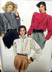 9108 VOGUE LONG SLEEVE COLLAR BLOUSE EZ PATTERN 8-12, 14-18 choice uncut