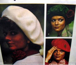 9094 VOGUE LATE 60S LINED BERETS HATS 3 WIDTHS PATTERN UNCUT