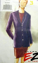 9089 EZ VOGUE BUTTON COLLAR LONG JACKET, SKIRT PATTERN 12-16