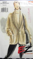 9057 EZ VOGUE LONGER SHAWL COLLAR 1 BUTTON JACKET PATTERN 6-22 3 SZS