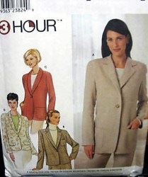 9138 SIMPLICITY 3 HR RELAX FIT 1 BUTTON JACKET LENGTHS PATTERN 14-20