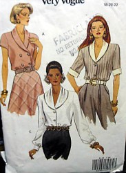 8448 EZ VOGUE COLLAR 1-2 BREASTED BLOUSES PATTERN 12-16,18-22