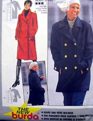 3317 BURDA  LOOSE LINED 2 BREASTED BURDA JACKET/ COAT PATTERN 8-18