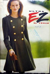 8505 EZ VOGUE 2 BREASTED FLARE SHORTER COAT DRESS PATTERN 6-10-12