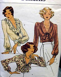 9021 VOGUE 70s V-NECK RUFFLE COLLAR LONG SLEEVE BLOUSE PATTERN 10