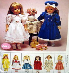 8555 612 MCCALLS GOTZ 18'' DOLL RAINCOAT, SWEATER, DRESSES, UNDIES PATTERN