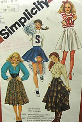 5555  SIMPLICITY 1982 FULL CIRCLE SKIRT 4 LENGTHS JR PATTERN 9/10, 11/12