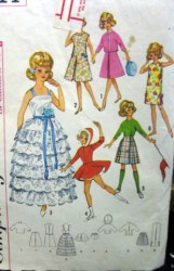 5214  SIMPLICITY TAMMY 12'' DOLL SKATER,  FORMAL, CASUAL CLOTHES 60S PATTERN