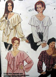 6847 MCCALLS LOOSE BIG CIRCLE COLLAR PEASANT TOPS PATTERN XS-M